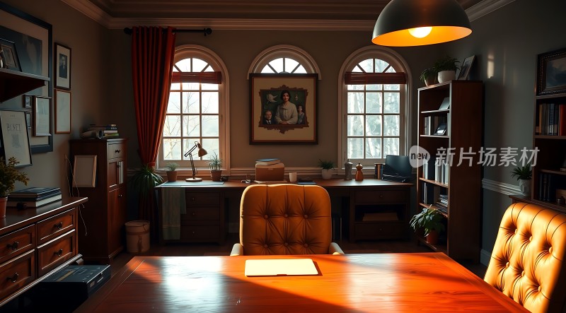 阳光洒满书房复古优雅氛围浓厚