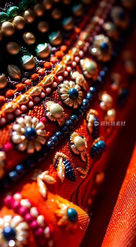 色彩斑斓的珠绣细节