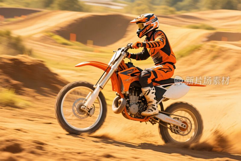 摩托车手驰骋于越野赛道