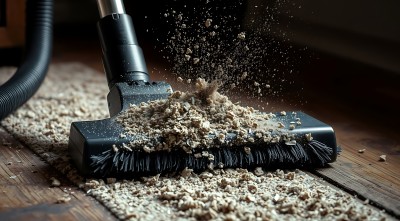 吸尘器清洁地毯灰尘四散