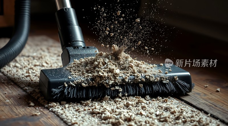 吸尘器清洁地毯灰尘四散