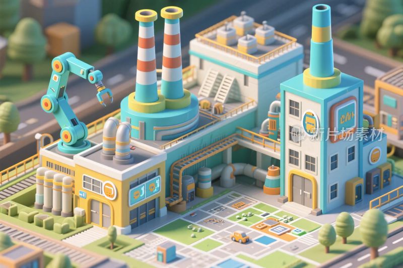 卡通工业设施场景