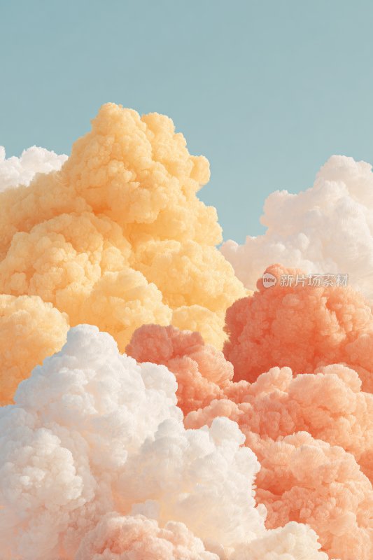 多彩蓬松云朵插画