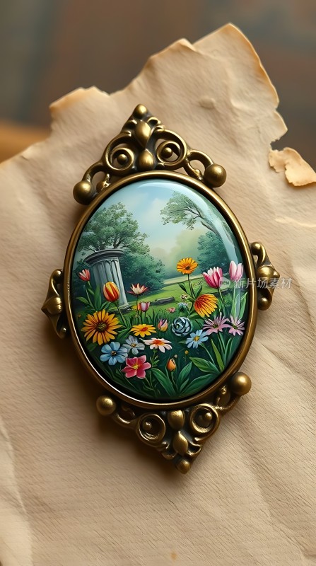 复古花园风景画装饰品