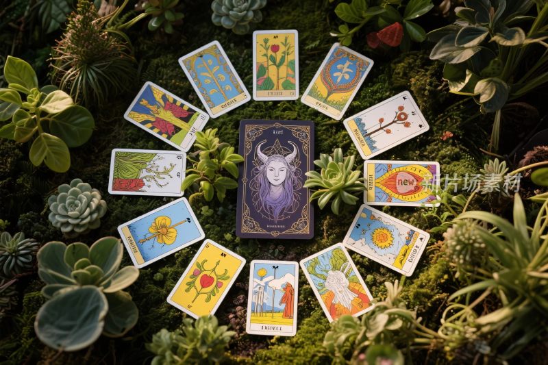 自然环境中塔罗牌布置