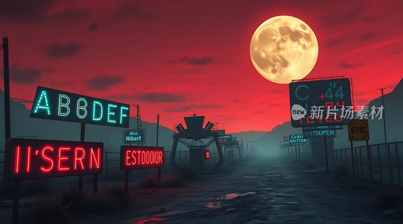 霓虹灯下的荒凉黄昏