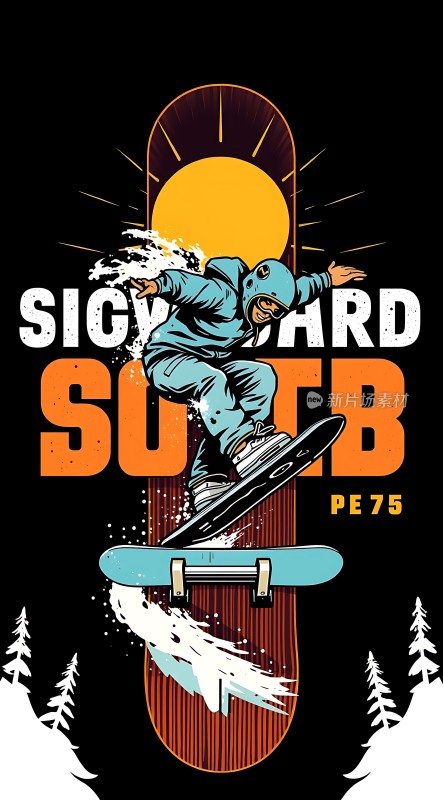 雪地滑板极限挑战