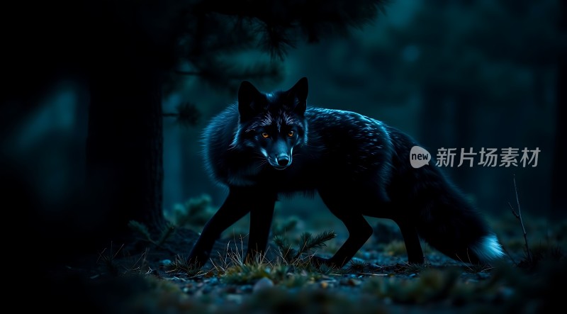 夜色中的黑狼