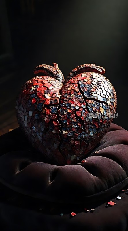 破碎的心形雕塑