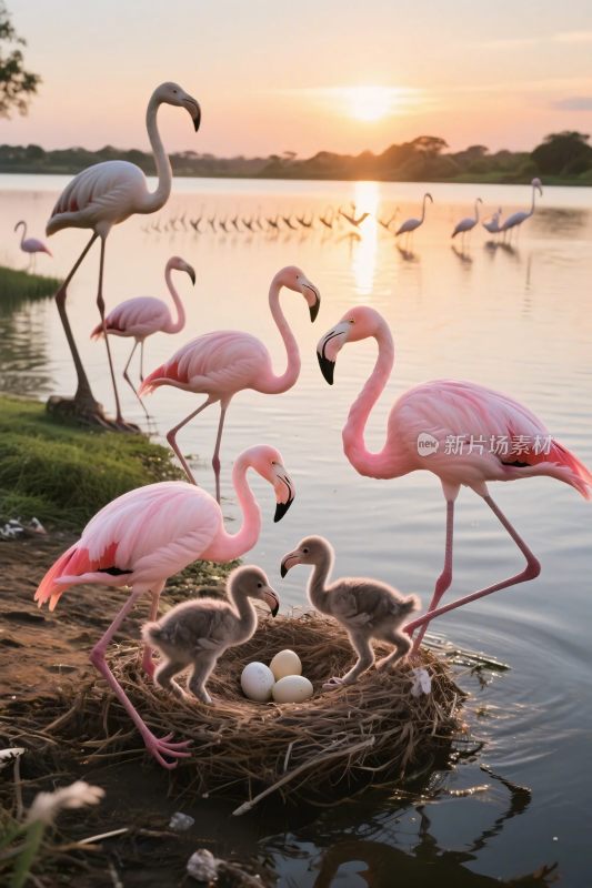 火烈鸟自然栖息图