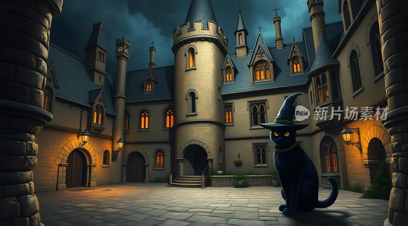 巫师城堡的黑猫之夜