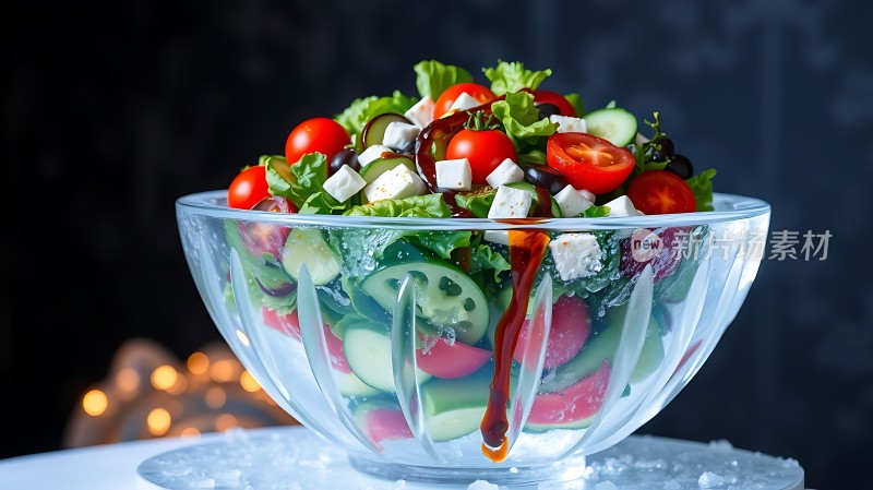 清新沙拉大碗装色彩缤纷蔬菜水果