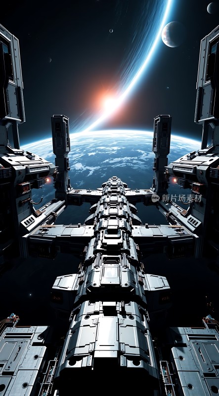 星际飞船地球日出