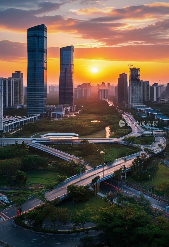 南宁商务区日落美景
