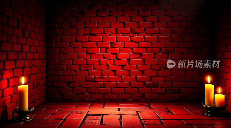 红砖墙上的蜡烛之光