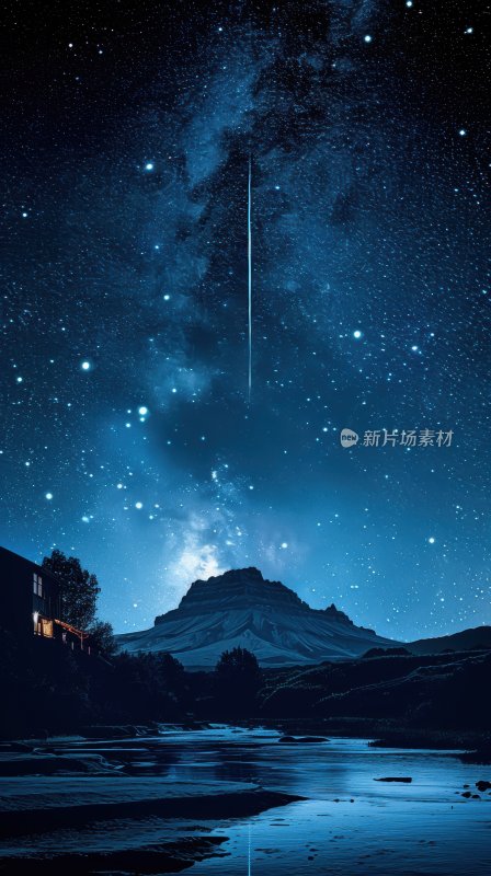 流星划过星空湖畔璀璨星河夜空背景壁纸