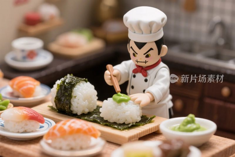 厨师摆寿司场景