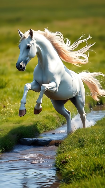 骏马奔腾草地间风驰电掣显神采