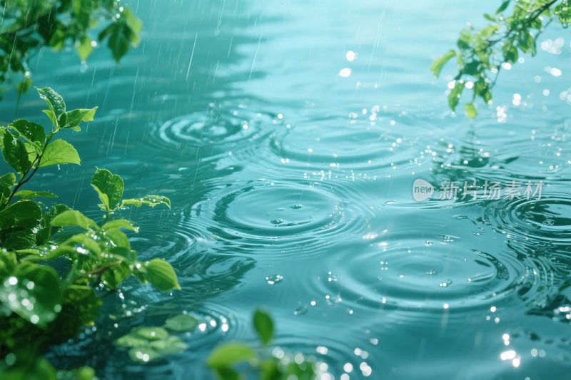 水面涟漪绿植自然景