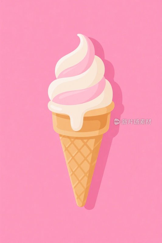 粉色冰淇淋甜筒插画