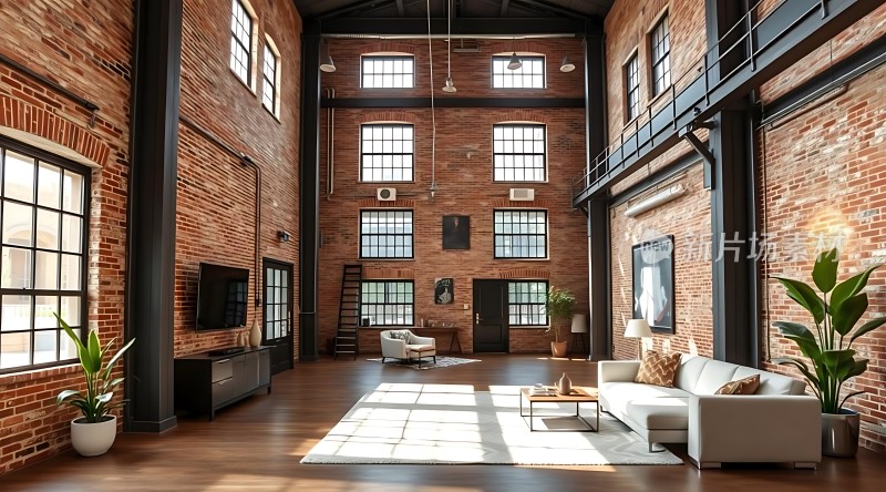 工业风大宅红砖绿植现代简约生活