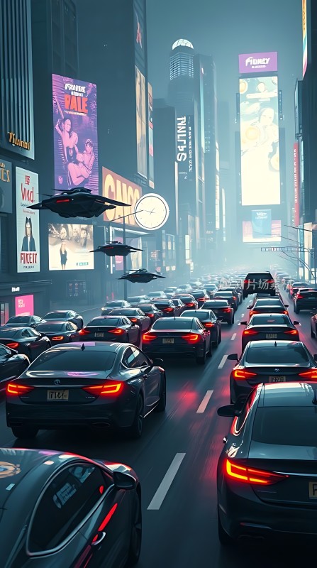 未来都市夜色下的繁华与喧嚣