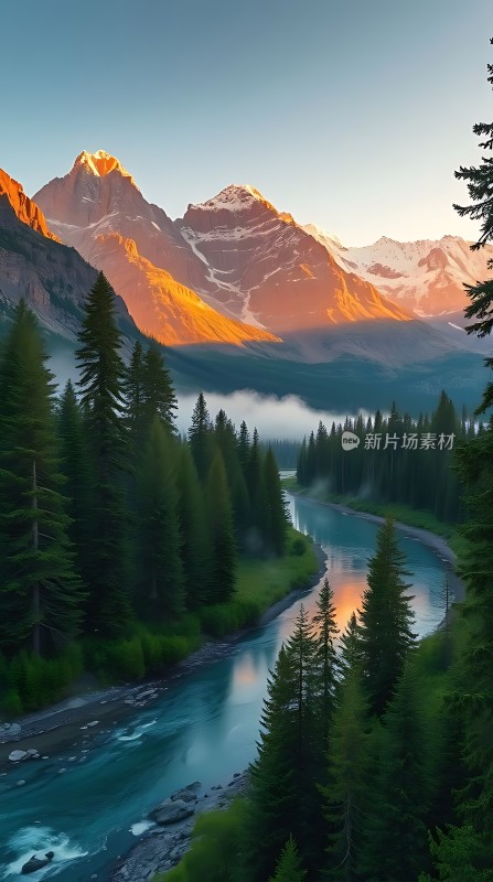 晨曦下的山川河流