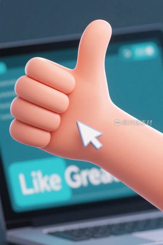 点赞手势与电脑屏幕