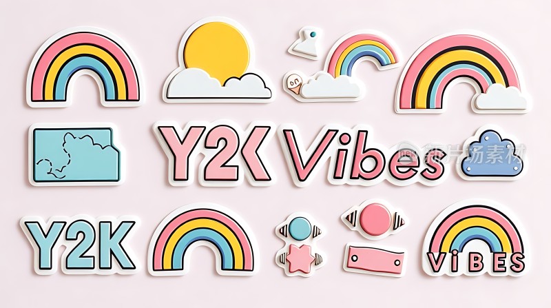 复古彩虹氛围贴纸合集