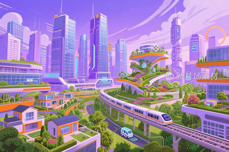 科幻未来城市插画