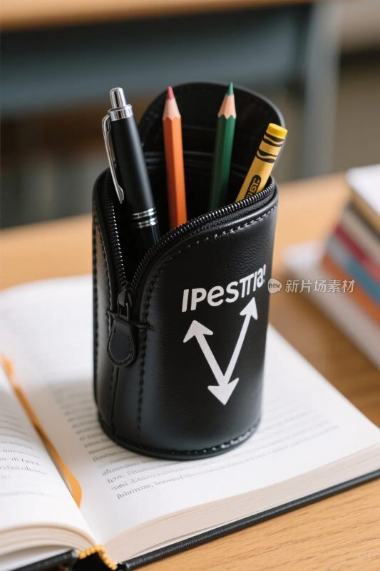 文具收纳与书本场景