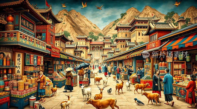 繁华市集热闹非凡