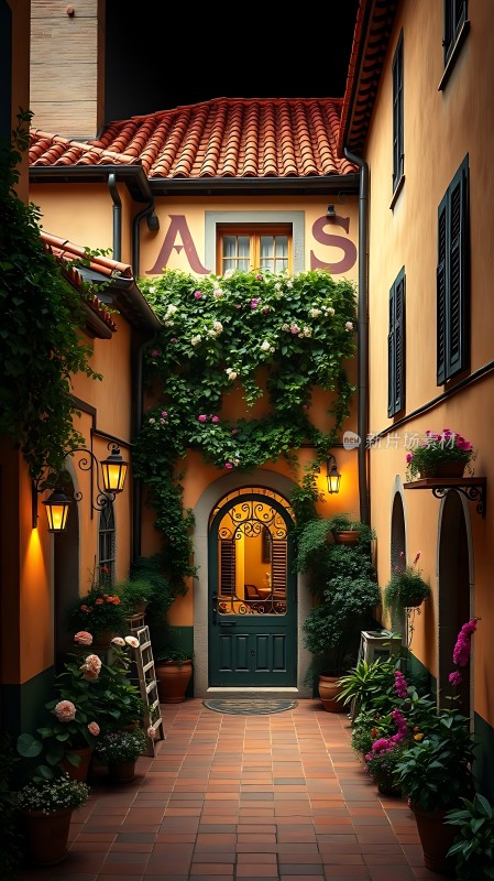 温馨小院绿意盎然灯光璀璨