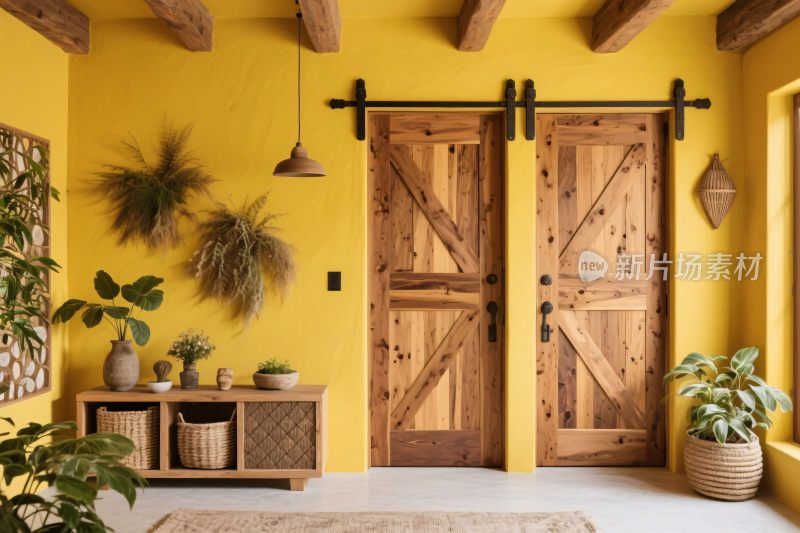 复古室内木门装饰场景