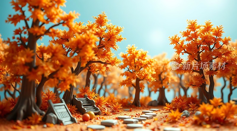 秋日暖阳下的宁静小径