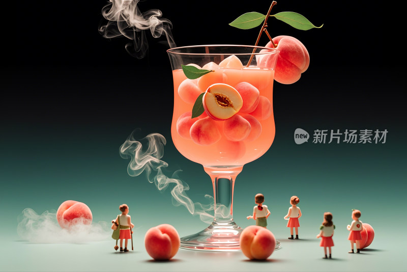 水蜜桃桃子微观摄影桃汁创意背景