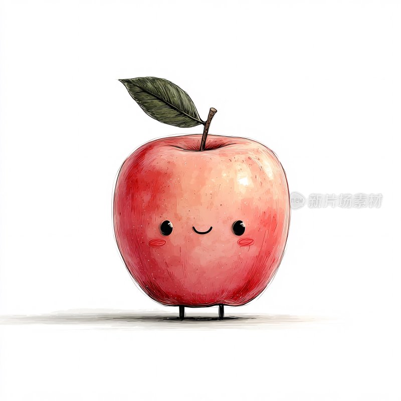可爱拟人化卡通苹果插画