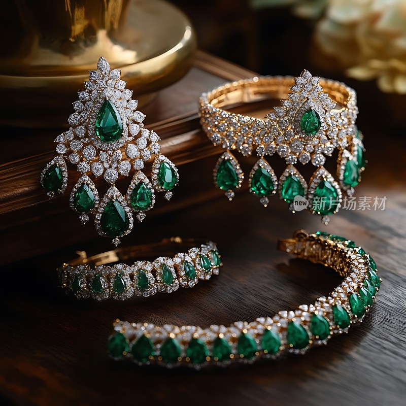 翡翠钻石首饰套装