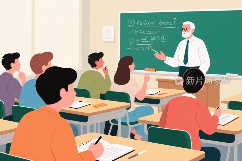 课堂讲师教学场景插画