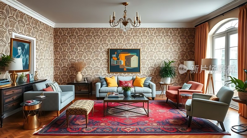 现代艺术客厅色彩丰富装饰精美