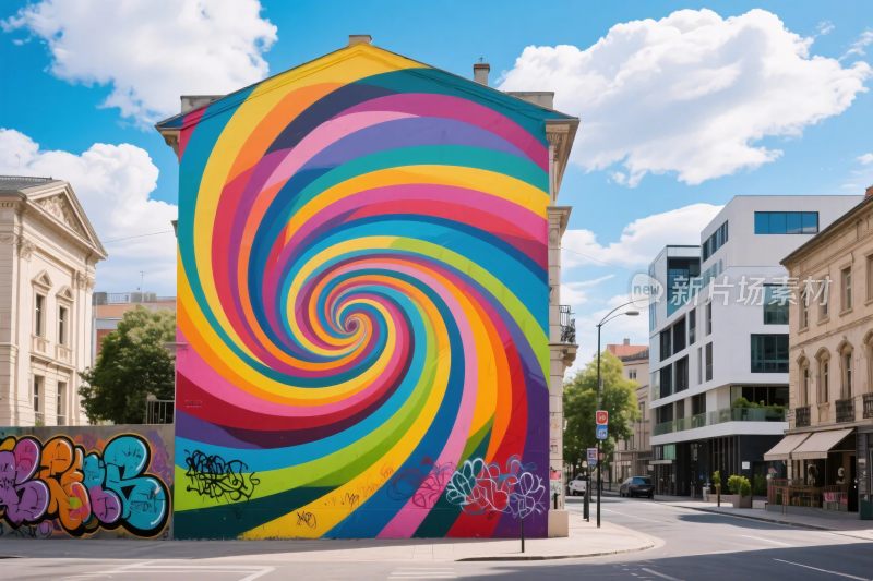 城市墙面彩色涂鸦艺术