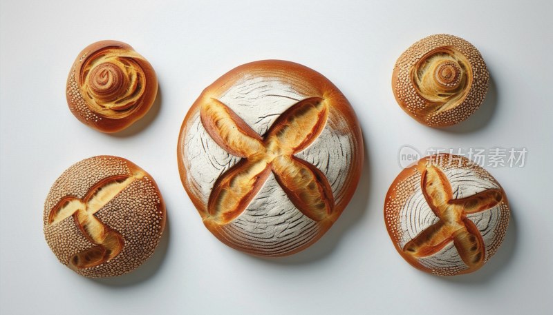 纯白背景面包