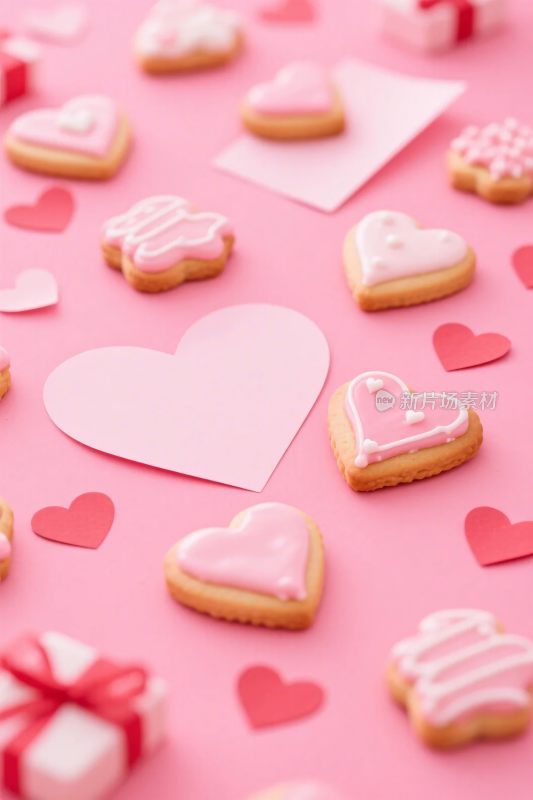 粉色爱心甜点装饰