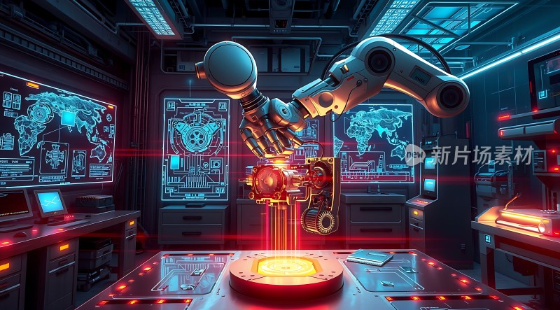 未来科技实验室机械臂操作精密仪器