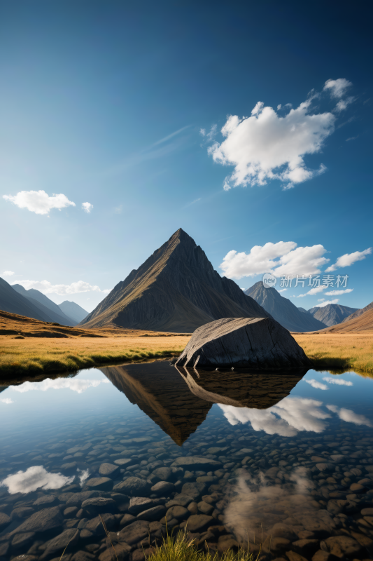 背景中的一座高山清风景摄影图片