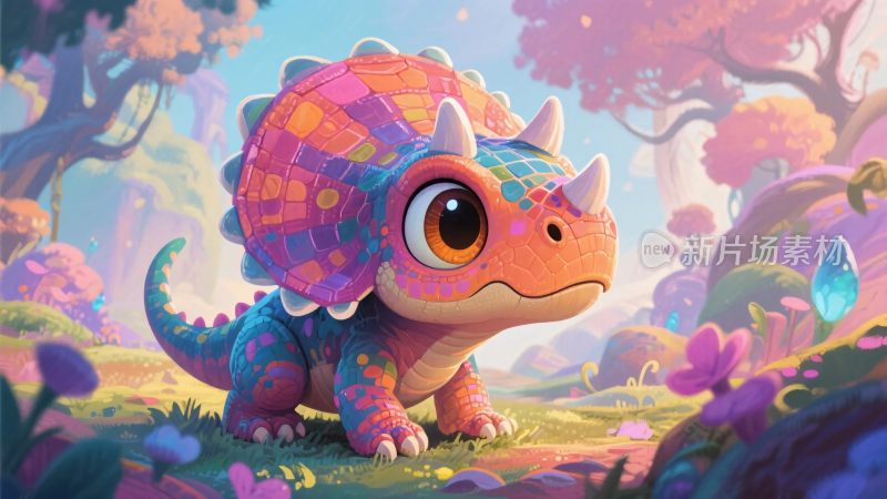 卡通恐龙插画场景