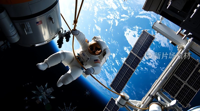 太空漫步宇航员与地球共舞