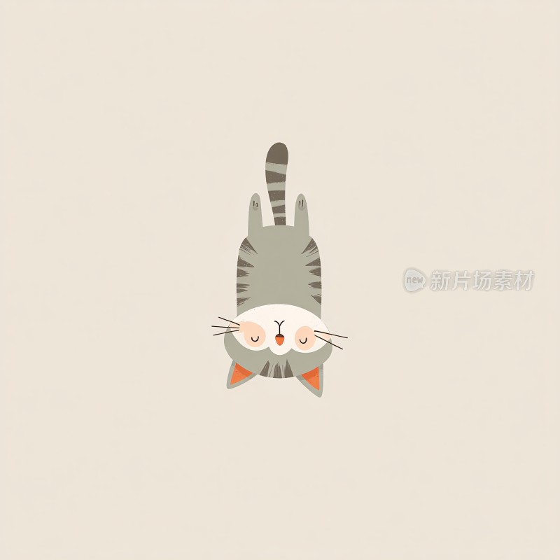 倒立的卡通猫咪插画