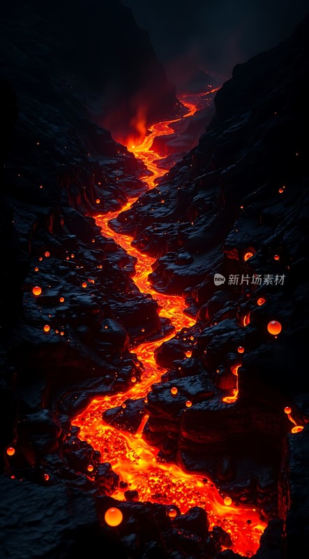 熔岩流淌的山谷