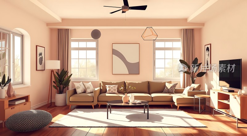 温馨客厅阳光明媚现代简约风格